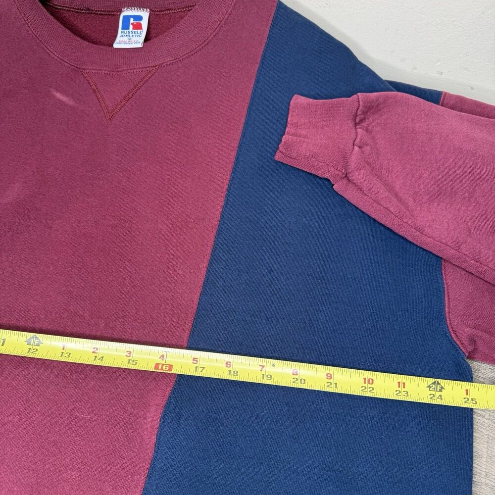 Vintage 90s Russell Athletic Crewneck Sweatshirt XL Made in USA Colorblock Boxy - Picture 8 of 9